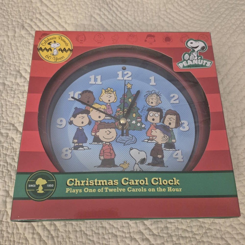 Peanuts Christmas Carol Clock New in Box